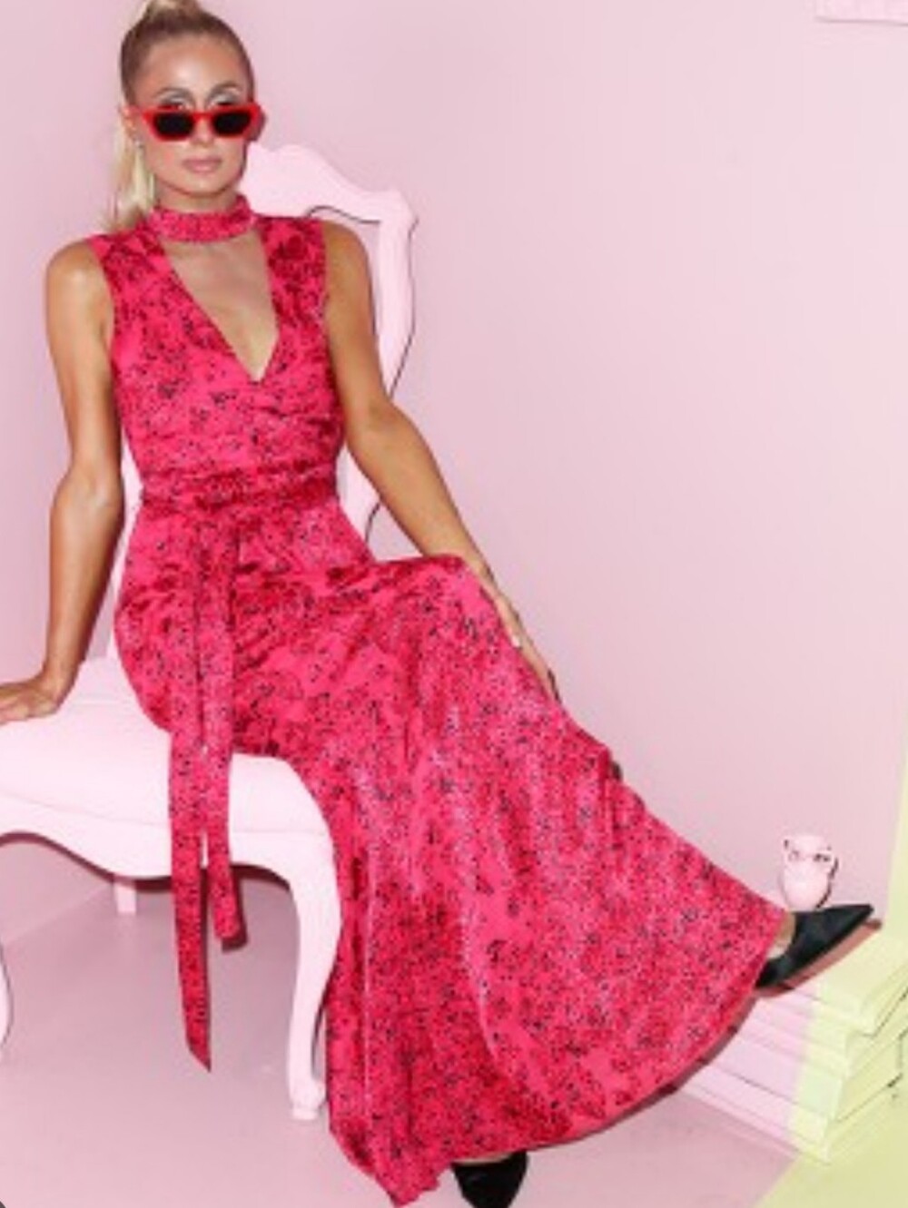 Alice + Olivia Aggie Maxi Dress Gown Bright Pink Floral Size 4